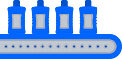 Medical products on a conveyor belt