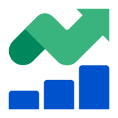 Bar chart with increasing values with line chart trending upwards above